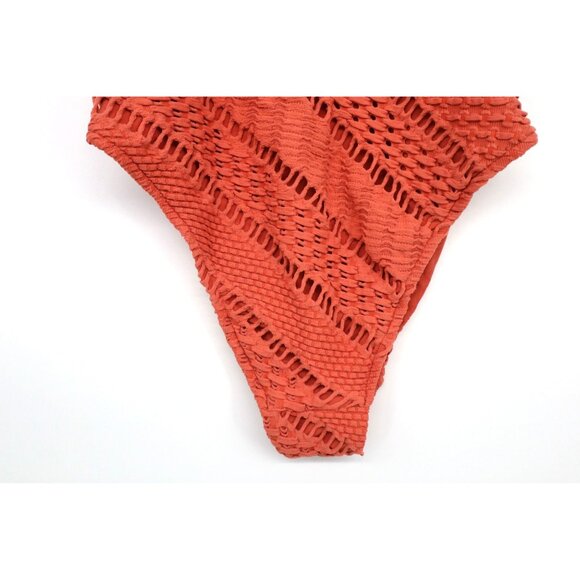 Seafolly Australia Womens Swimsuit One Piece Size 12 Red Textured Crochet Beachy - Picture 10 of 13